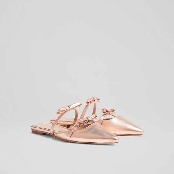 LK Bennett Shoes - LK Bennett Ariella Flat Mule Rose Gold EU Size 38 (US 7.5)